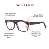 William XL Blue Light Reading Glasses - Wide Retro Frames