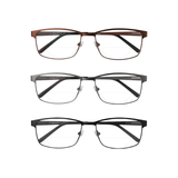 Discipline - Extra-Wide Rectangle Dual-Strength Bifocal Reading Glasses with Stainless-Steel Frame