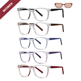 Lauren - High Power Rectangle Reading Glasses in Custom +4.00, +5.00, +6.00, +7.00, +8.00, +9.00, +10.00 Magnification
