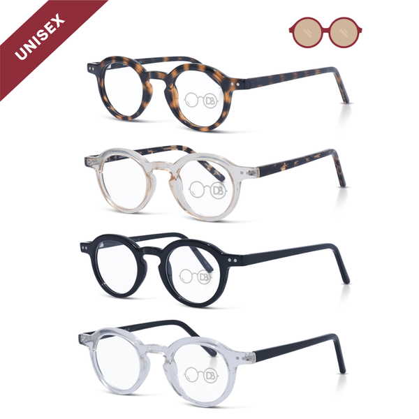 Classical Music - Round High Power Reading Glasses in Custom +4.00, +5.00, +6.00, +7.00, +8.00, +9.00, +10.00 Magnification