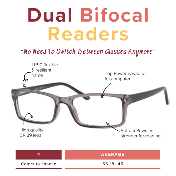 Jim D Special Order  In The Money - Rectangle Dual-Strength Bifocal Reading Glasses