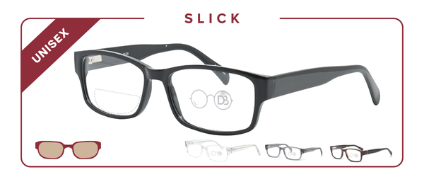 Rectangle Two Strength Bifocal Reading Glasses -