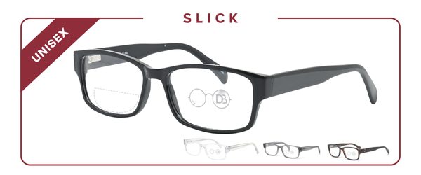 Rectangle Two Strength Bifocal Reading Glasses -