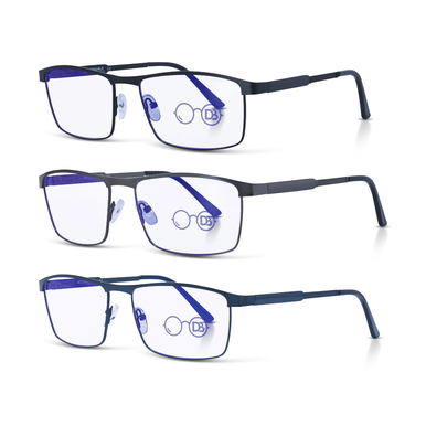 Joel XL Blue Light Metal Rectangle Reading Glasses display picture 2