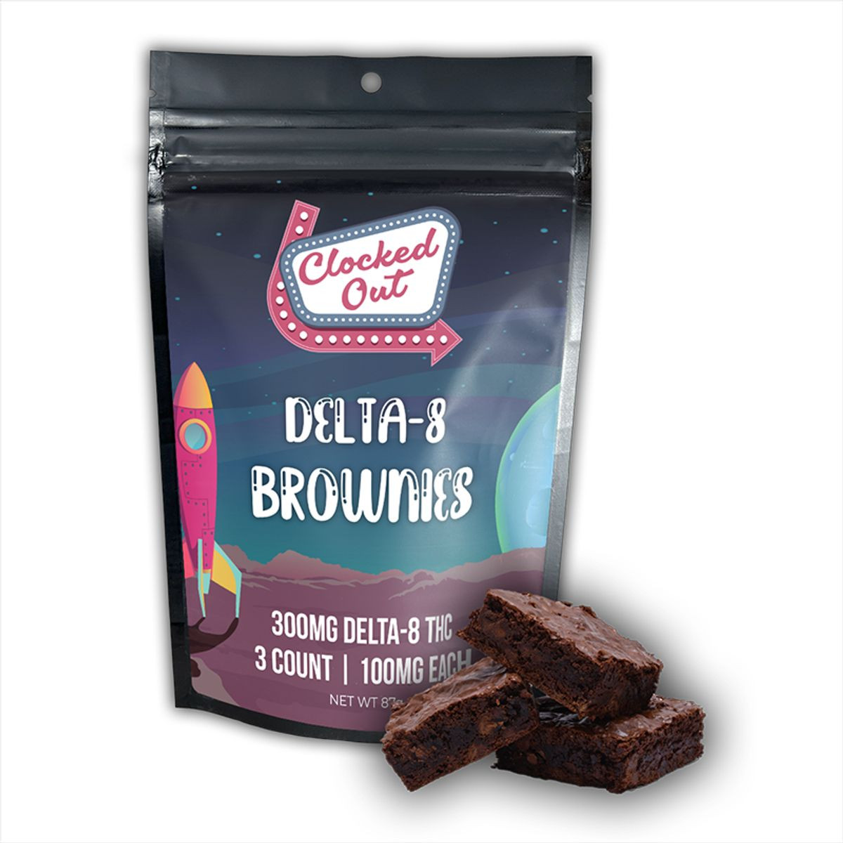 Clocked Out™ Delta8 Brownies, 300mg (3 ct.)