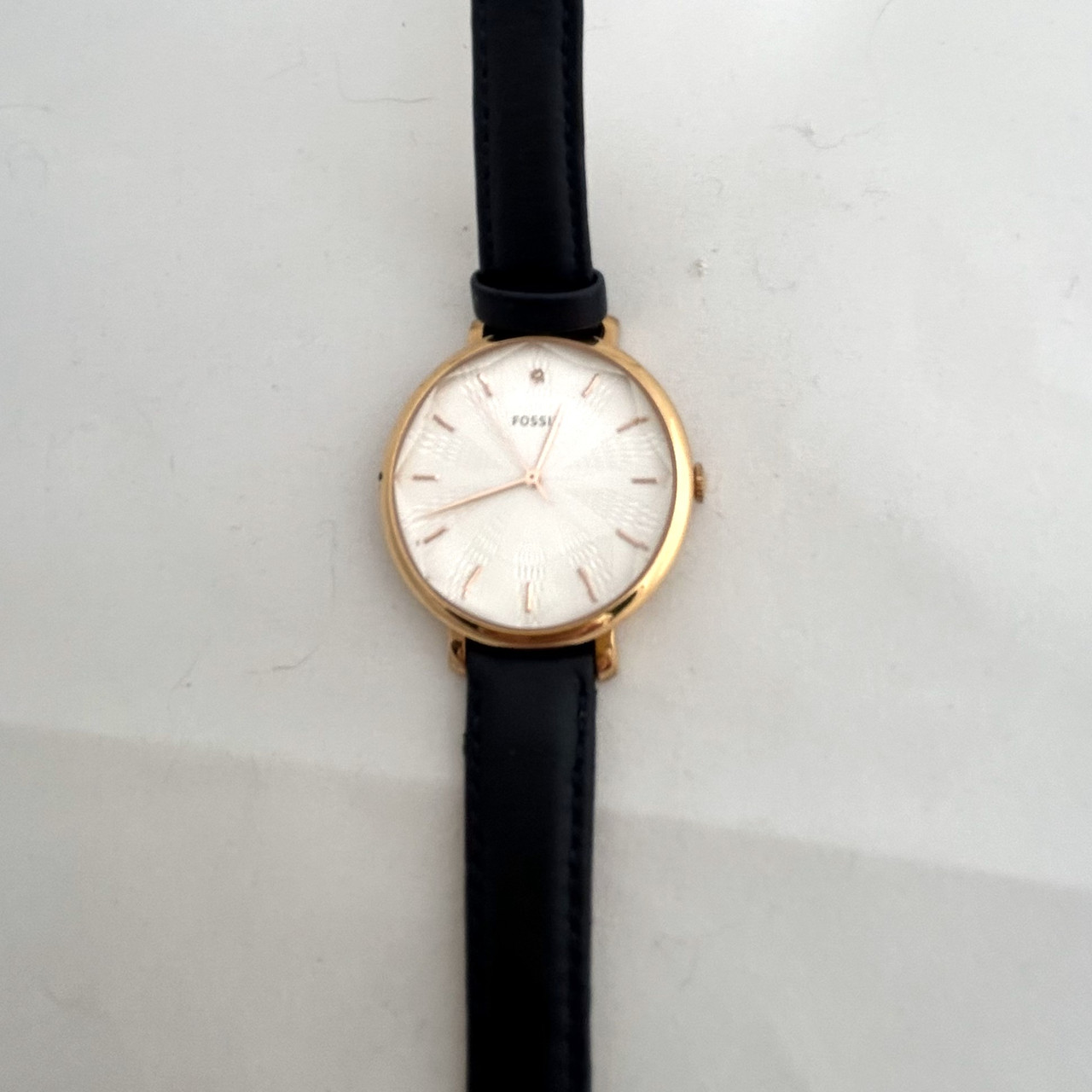 Fossil ES3864 Dark Navy Blue Leather Quartz Watch display picture 3