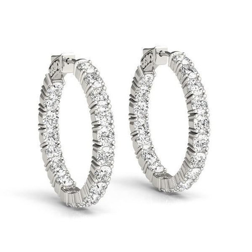 Inside Outside Diamond Hoop Earrings in 14k White Gold (3 1/2 cttw)