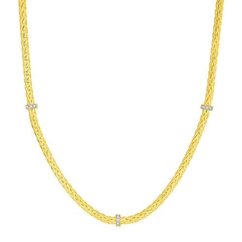 Phillip Gavriel Woven Rope Necklace with Diamond Accents in 14k Yellow Gold