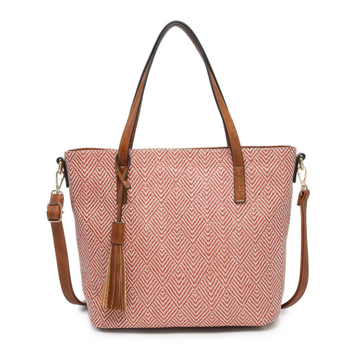 Jen & Co. August 2 Tone Natural Tote - Red/Natural