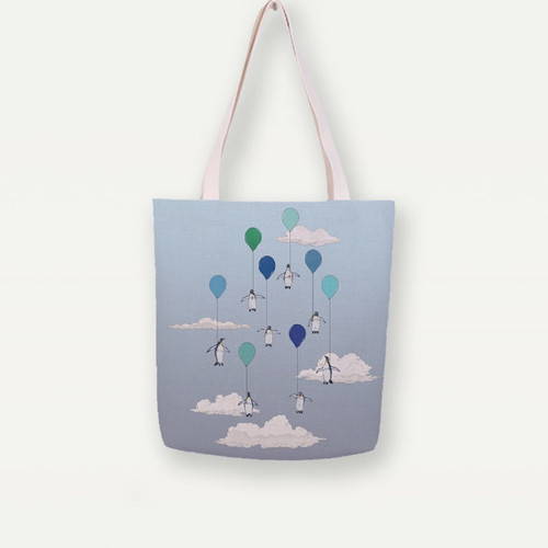 Floating Penguin Canvas Tote Bag Handbag 