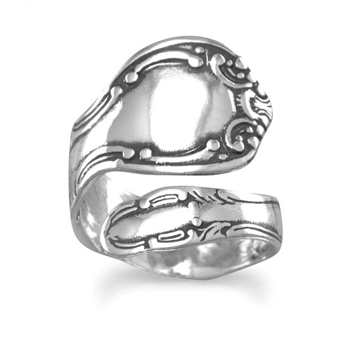 Sterling Silver Oxidized Adjustable Spoon Ring 