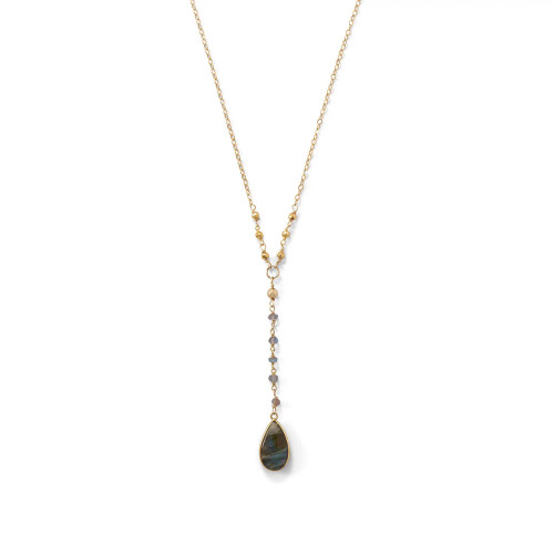 Labradorite Drop Necklace in 14 Karat Gold Plated Sterling Silver