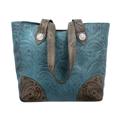 American West Annie's Secret Large Zip-Top Tote w/ Conceal Carry Pocket -Denim Blue