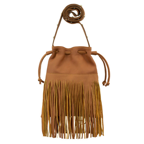 American West Womens Fringed Cowgirl Bucket Crossbody Bag