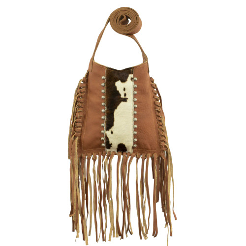 American West Fringed Cowgirl Messenger Crossbody Bag with Pony Hair Accent