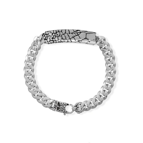 Sterling Silver Lizard Print ID Bracelet 