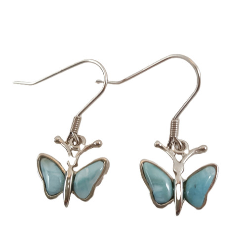 Small Larimar Butterfly Earrings in Sterling Silver