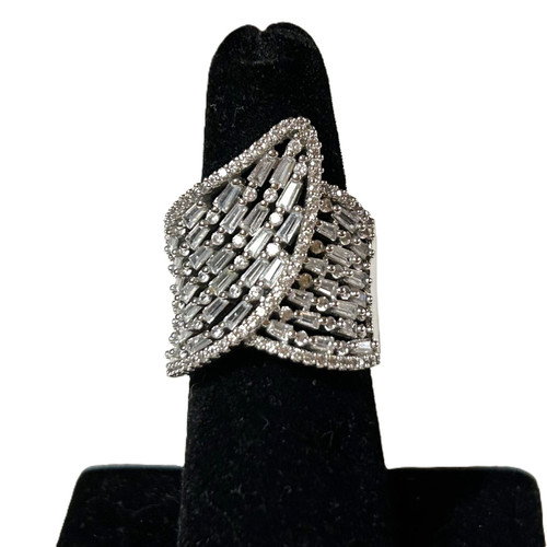 Pre-owned Silver Fashion Wrap-Look Wide Ring Size 7 