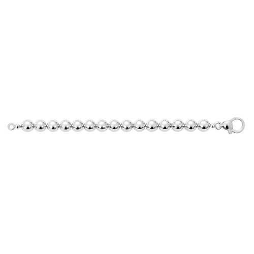 Rhodium Plated Sterling Silver Bold Bead Bracelet (10.00 mm)
