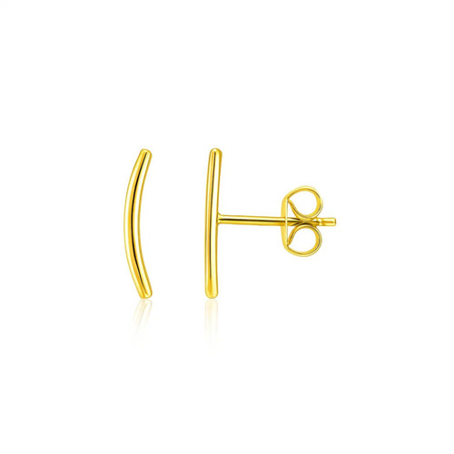 14k Yellow Gold Curve Climber Post Earrings