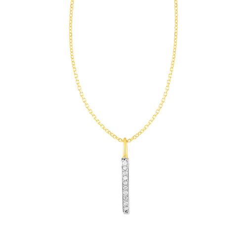 14k Yellow Gold Bar Pendant with Diamonds