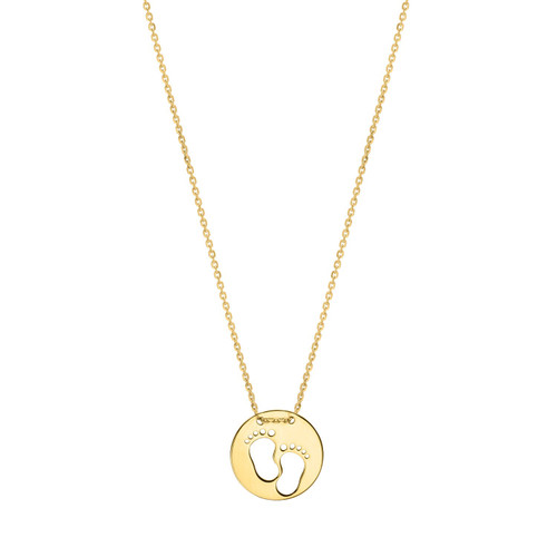 Baby Footprints Necklace in 10K Yellow Gold