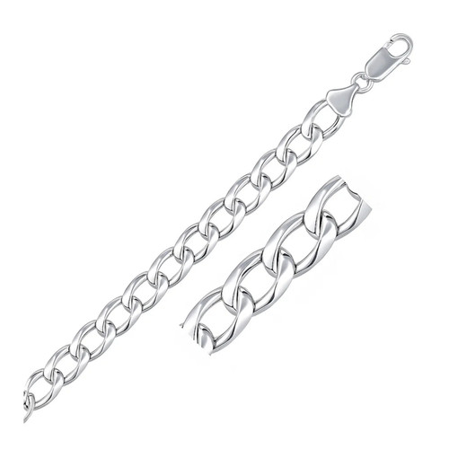 Rhodium Plated Sterling Silver Curb Style Bracelet (8.40 mm)