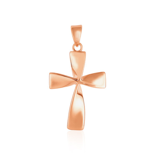 Flat Twisted Cross Pendant in 14k Rose Gold 