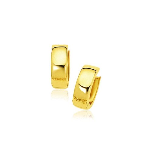 Small Snuggable Style Hoop Earrings in 14k Yellow Gold