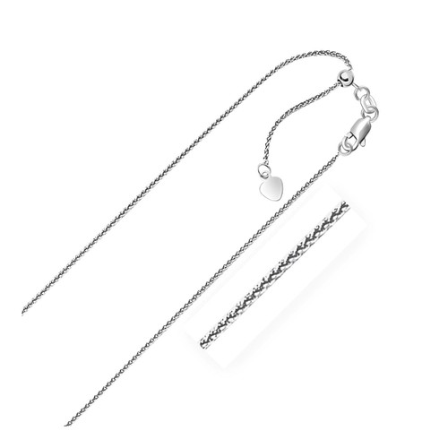 1.0mm 14K White Gold Adjustable Wheat Chain