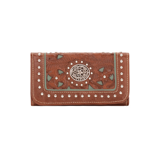 American West Lady Lace Tri-Fold Wallet Antique Brown