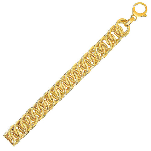 Reversible Textured Link Bracelet in 14K Yellow Gold