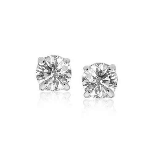 Round CZ Stud Earrings in 14k White Gold (8.0mm)