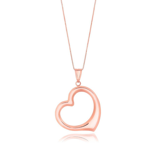 14K Rose Gold Womens Floating Heart Drop Pendant Necklace