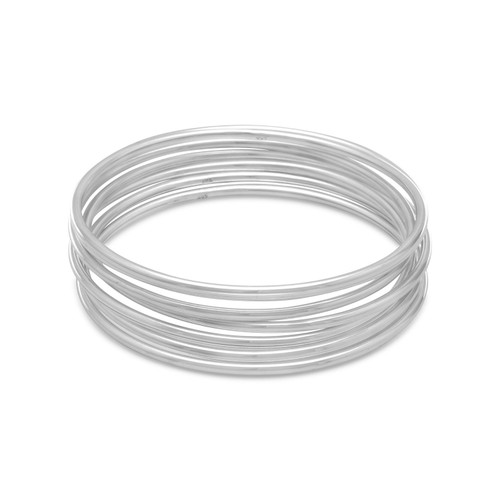 Sterling Silver 7 8" Round Hollow Tube Bangles