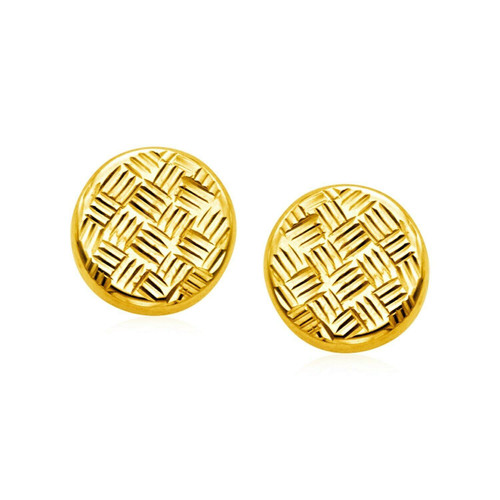 Textured Circles Earrings in 14k Yellow Gold 