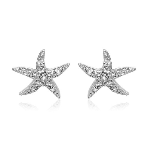 Sterling Silver Starfish Earrings with Cubic Zirconias