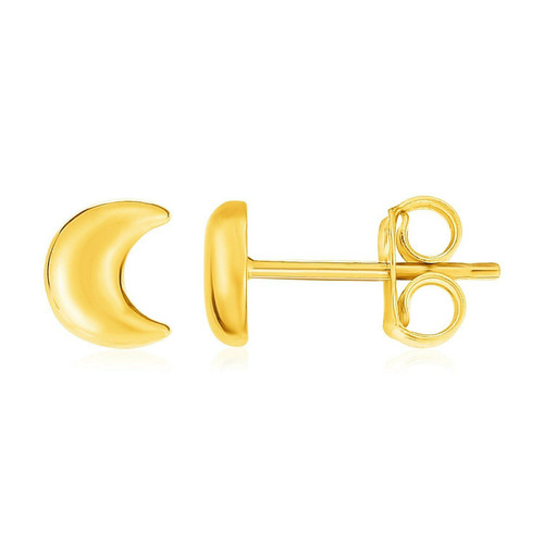 Moons 14k Yellow Gold Post Earrings 