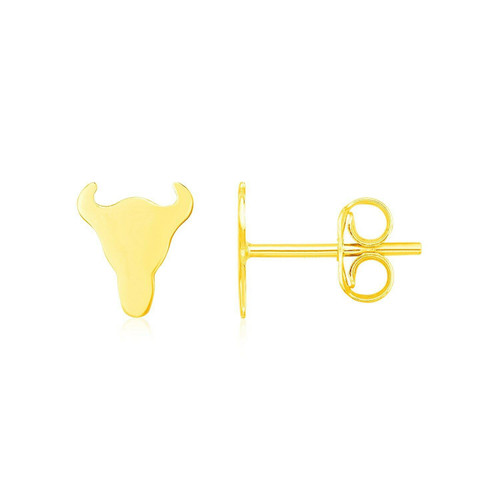 14K Yellow Gold Longhorn Earrings