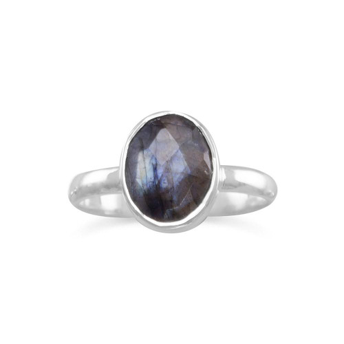 Faceted Labradorite Ring in Sterling Silver