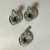 Vintage 925 Double Halo Emerald Color CZ Earrings and Pendant Set 