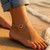 14k White Gold Cable Chain Anklet with Open Heart Station