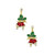 Red Enamel Christmas Bells with Holly Earrings Crystal Accents
