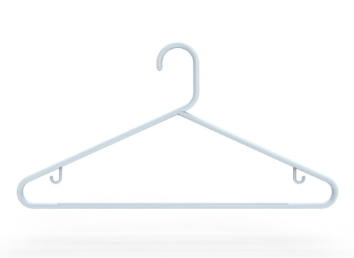 White Tubular Plastic Clothes Hanger Withnotches - 17 For Sale