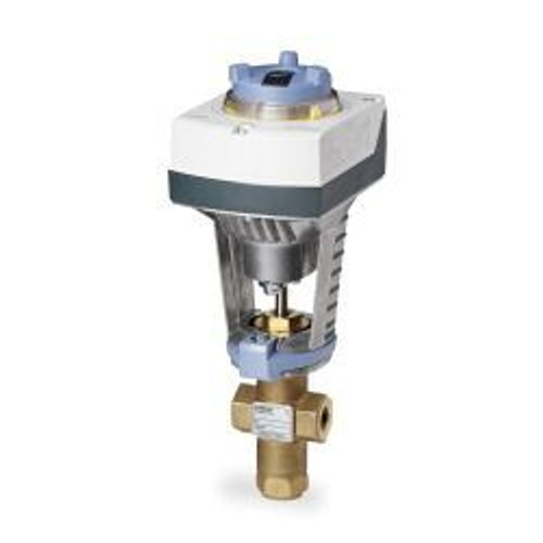 Siemens 373-03204, Valve Assembly: 3-Way, Mixing, 1-1/4-inch, 16 CV, Equal Percentage/Linear, Brass Trim, FxF, Floating Control, Electronic Actuator, Non-Spring Return