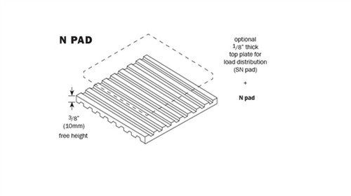 Vibro Acoustics N 55-45, N Vibration Isolation Pads, 1125 lbs rated load