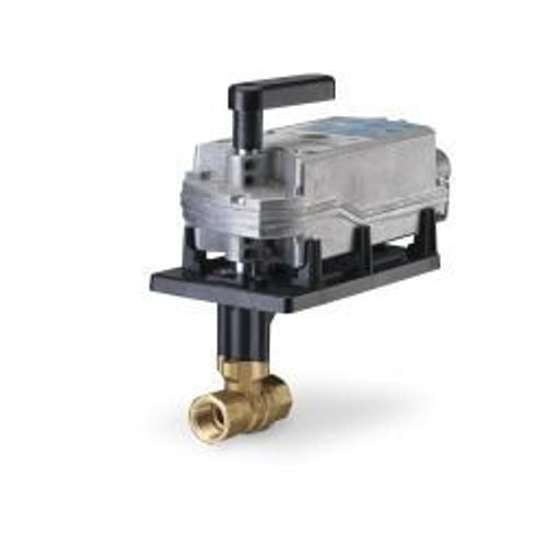 Siemens 171E-10329, 2-way 2 inch, 100 CV ball valve assembly with chrome-plated brass ball and brass stem, 2-position, NO, fail safe actuator, 200 psi close-off, NPT