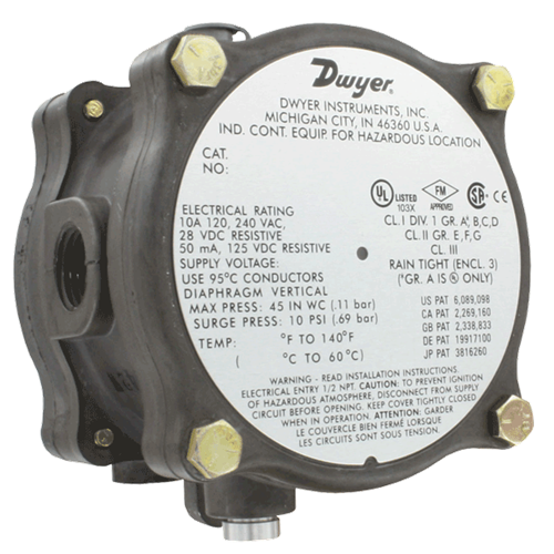 Dwyer Instruments 1950G-10-B-24-NA PRESS SWITCH