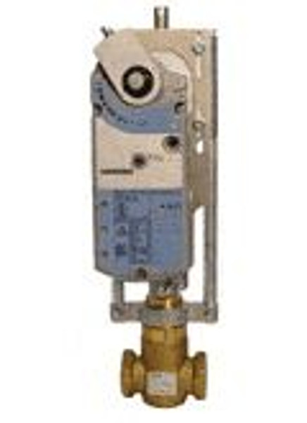 Siemens 299-03169, Valve Assembly: 2-Way, NO, 1-1/2-inch, 25 CV, Equal Percentage, Brass Trim, FxF, 2-Position Control, Electronic Actuator, Spring Return