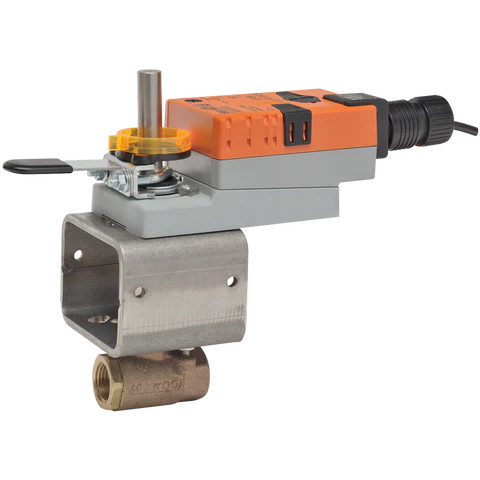 Belimo B332L+NRX24-3, 1-1/4" 3W BV, L-valve, Cv=34 with Non-Spring Return, 90 in-lb , On/Off, Floating, 24V